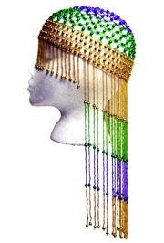 Purple Green Gold Beaded Headpiece