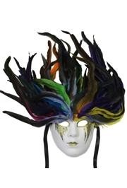 19in Tall x 6.25in Wide Paper Mache Deluxe Rainbow Feather Mask