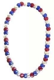 36in Metallic Red Blue Silver Flat Round Diamond Cut Necklace