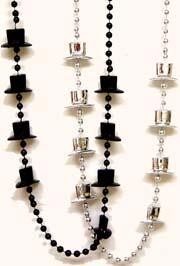36in Top Hat Black Clear Coat/ Metallic Silver Mix Beads