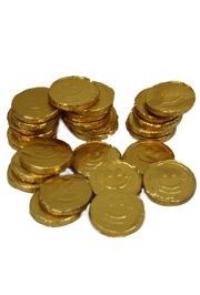 Gold Smiley Face Bubble Gum Coins