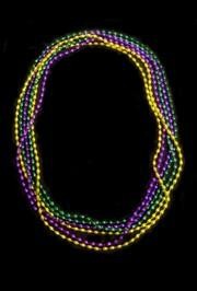 33in 6mm x 9mm Oval Metallic Purple/ Green/ Gold Beads
