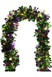 6ft x 4 1/2in Purple Green Gold Pine Needle Tinsel Garland