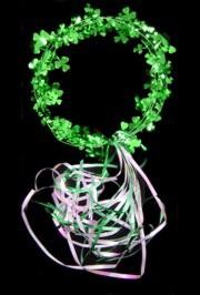Foil Shamrock/Clover St Patrick Halo/ Head Piece w/ White Iridescent and Green Streamers 