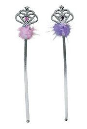 15 1/4in Tall x 3in Wide Plastic Princess Wands W/Feathers