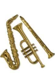 17in - 21in Gold Plastic Assorted Musical Instruments