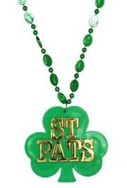 36in 12mm St Patrick's Day Beads with Green Medallion 