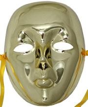 Deluxe Plastic Masks: Full Face Gold Drama Masquerade Mask