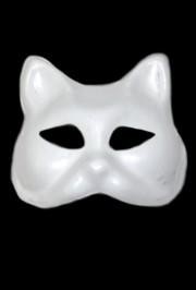 White Blank Paper Mache Half Face Cat Masquerade Mask