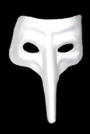 Long Nose Venetian Mask: Blank White Paper Mache