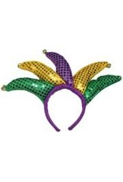 16in Overall Width 12in Overall Height  Polyester Mardi Gras Jester Headband