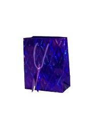 5.5in x 4.5in x 2.5in Purple Hologram Shopping Bag