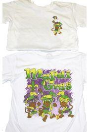 Kids Mardi Gras Long Sleeve T-Shirts w/ Glittered Monkeys Design Small Size