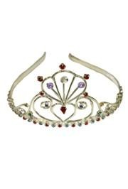 3in Tall Colored Stone Metal Tiara W/Assorted Color Rhinestones