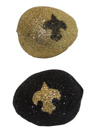 5in Long Glitter Black/ Gold Plastic Coconuts w/ Fleur-De-Lis Design