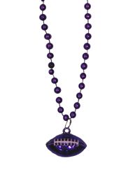 7mm 33in Purple Beads with Football Medallion