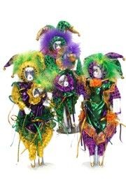 12in Tall x 5in Wide Mardi Gras Doll w/ Feathers
