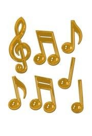 7 Piece 7in-13in-22in Gold Plastic Musical Notes