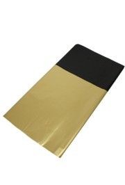 54in Wide x 108in Long Black and Gold Plastic Table Cover