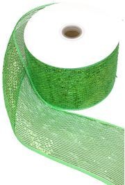 4in x 75ft Sinamay Metallic Green Mesh Ribbon/ Netting