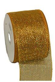 4in x 75ft Sinamay Metallic 18 Carat Gold Color Mesh Ribbon/ Netting