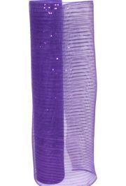 21in x 30ft Purple Mesh Ribbon w/ Metallic Purple Stripes