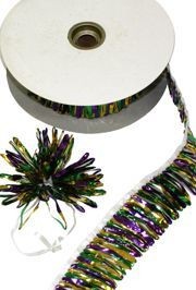 2in x 30ft Metallic Purple/ Green/ Gold Pom Pom Ribbon