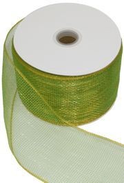 4in x 75ft Sinamay Metallic Lime Green Ribbon/ Mesh Tape