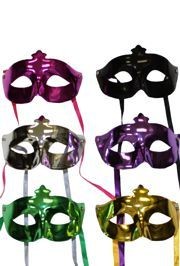 Eye Masquerade Masks: 6 Plastic Assorted Metallic Colors