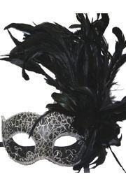 Feather Masks: Black and Silver Venetian Masquerade Mask