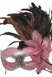 Feather Masks: Light Pink Venetian Masquerade Mask