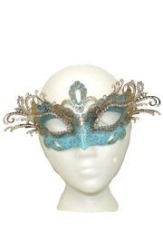 Venetian Masks: Light Blue and Gold Laser Cut Mask
