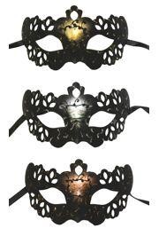 Black, Gold, Grey, or Orange Venetian Masquerade Mask With Glittery Scrollwork