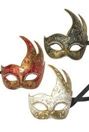 Assorted Venetian Hand Painted Paper Mache Masquerade Mask with Gold Glittery Scrollwork and Rhinestones