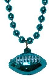 7mm 33in Teal / Turquoise Beads with Football Medallion