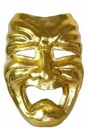 Jumbo Masks: Gold Paper Mache Tragedy Venetian 