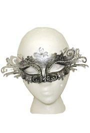 Venetian Masks: Black and Silver with Silver Laser Cut Metal