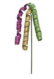 Purple Green and Gold Glittered Hanging Curly Spray 
