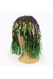 Metallic Purple/ Green/ Gold Tinsel Foil Wig
