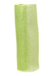 21in x 30ft Apple Green Mesh Ribbon w/ Metallic Lime Green Stripes