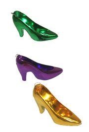 4in Metallic Purple/ Green/ Gold Plastic Shoes w/ Metal Ring Attached