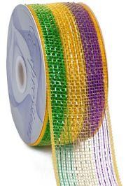 2.5in x 75ft Sinamay Metallic Purple/ Green/ Gold Mesh Ribbon/ Netting