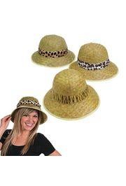 24in circ. Adult Straw Pith Hats With Animal Print Band