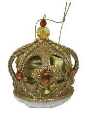 4in Gold Glitter Crown Hanging Decoration