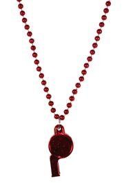 6mm 40in Red Beads with Whistle
