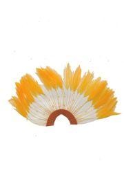 9in Wide x 5in Tall Yellow Feather Hair Piece w/ Stones 