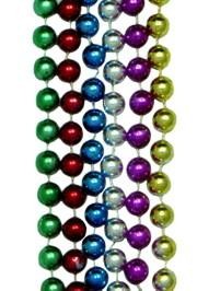 72in 12mm Round Metallic 6 Assorted Color Beads