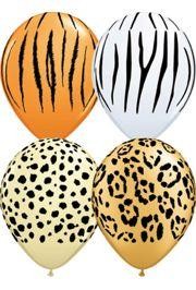 11in All Over Safari/ Animal Print Assorted Latex Balloons