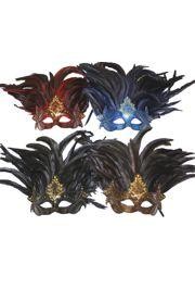 Assorted Venetian Men Masquerade Masks with Feathers