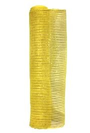 21in x 30ft Gold Mesh Ribbon/ Netting w/ Gold Metallic Stripes